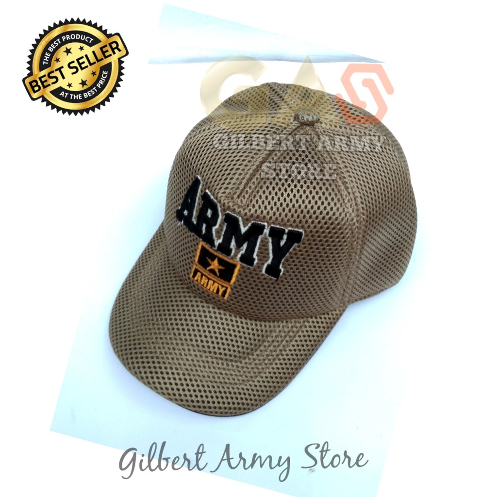 GILBERT ARMY STORE- Topi Pria Army- Topi Jaring Tentara- Topi Tan gurun- Topi Tni Indonesian Army