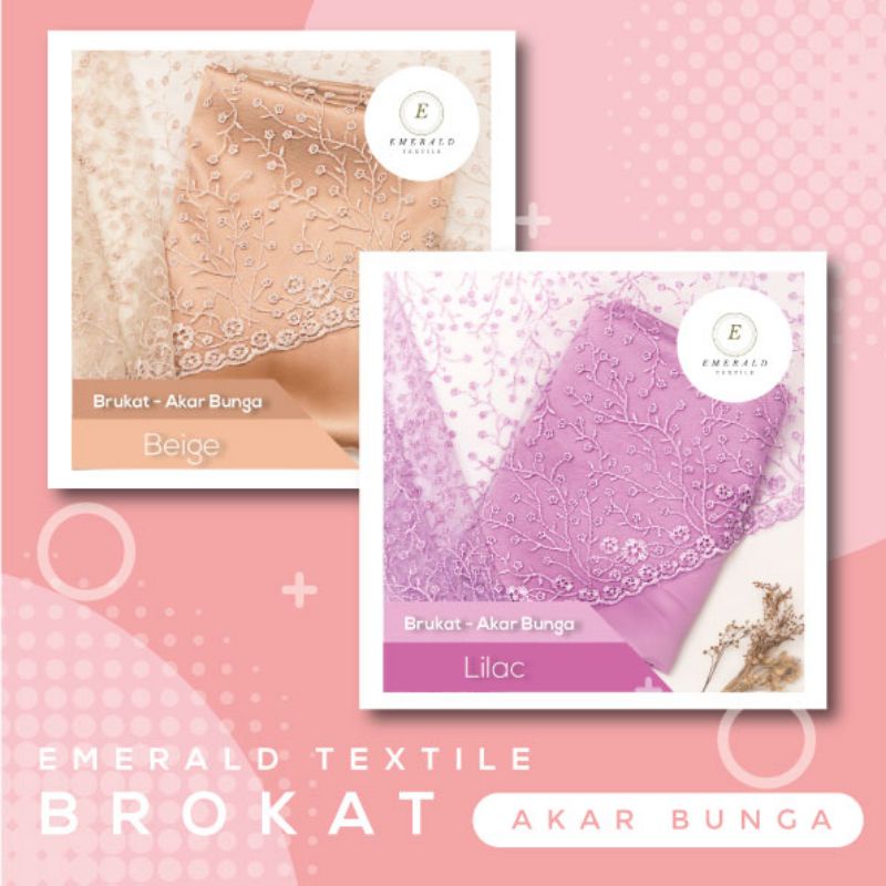 Paket Lengkap Kain Bridesmaid / Kain Satin + Kain Brokat By Emerald Textile - Akar Bunga