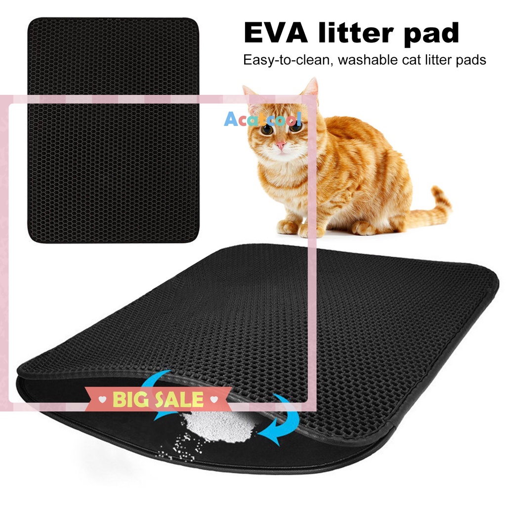 Cat Litter Mat Honeycomb Double Layer Pad No Phthalate Waterproof Black