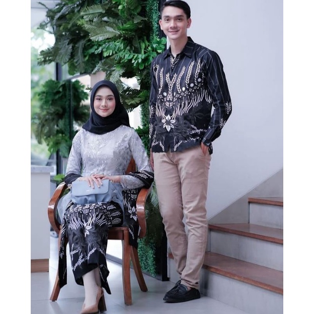 Kebaya batik couple annisa abu GRATIS JILBAB kebaya wisuda kebaya lamaran kebaya modern