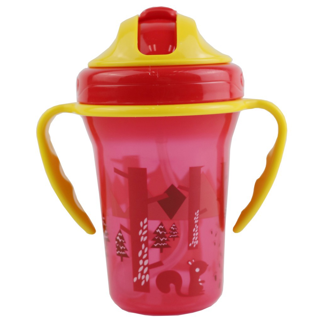 Baby Safe Cup With Weighted Straw JP020 Red 300ml Botol Minum Merah