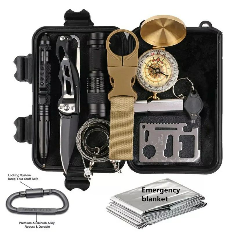 Peralatan Survival Kit 11in1 EDC Tool Multifunctional First Aid SOS Tools