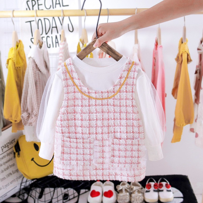 0-3TAHUN DRESS ANAK BAYI PEREMPUAN KUALITAS IMPORT / DRESS PESTA ANAK PEREMPUAN/GAUS PESTA BAYI-PINK WHITE KVS NEW