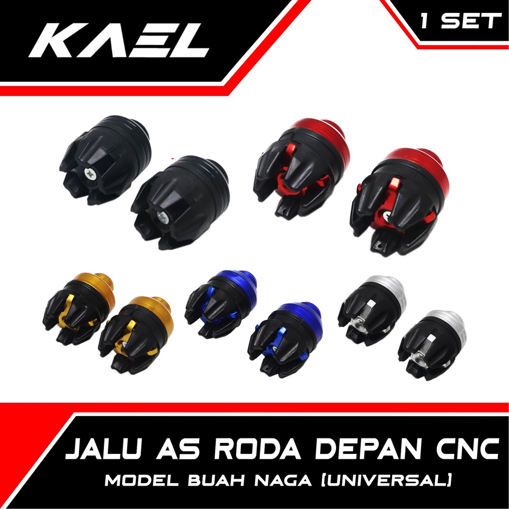 Jalu As Roda Jumbo CNC Universal Motor Matic-Bebek-Sport Model Buah Naga Transformer Variasi Cover-Tutup Beat-FI-F1-Pop-esP-Street/NMAX/Aerox/PCX/ADV/Vario 110-125-150 Old-New LED/Soul GT/X-Ride/Mio-Sporty-M3-Z-S