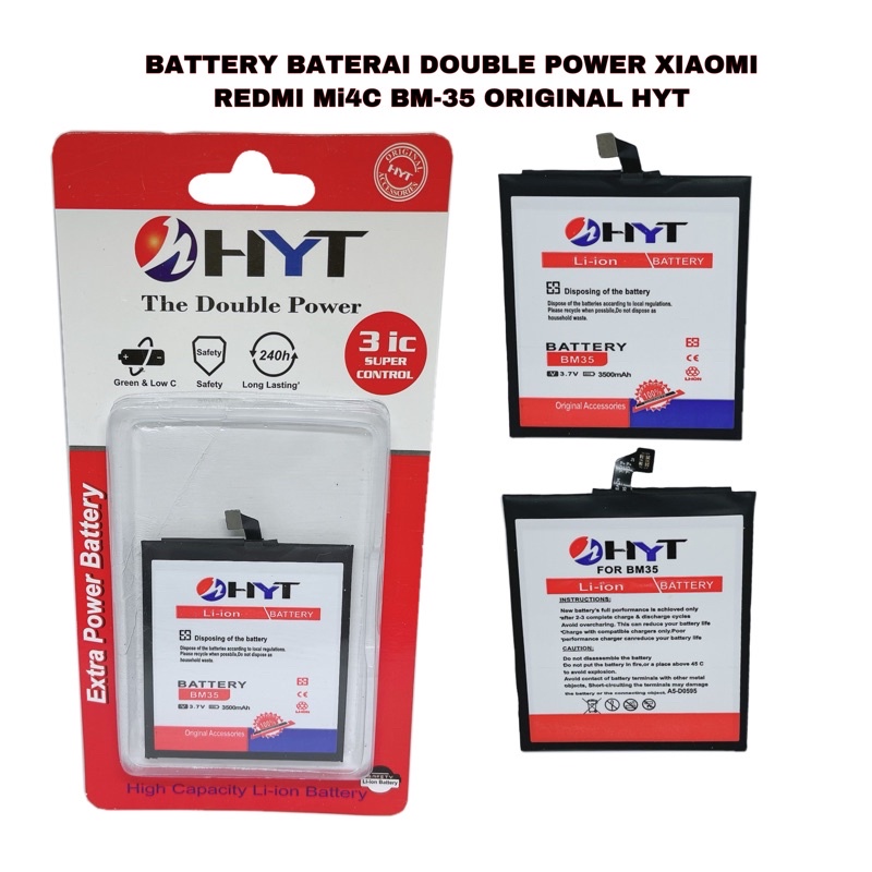 BATTERY BATERAI DOUBLE POWER XIAOMI REDMI MI4C BM-35 ORIGINAL HYT