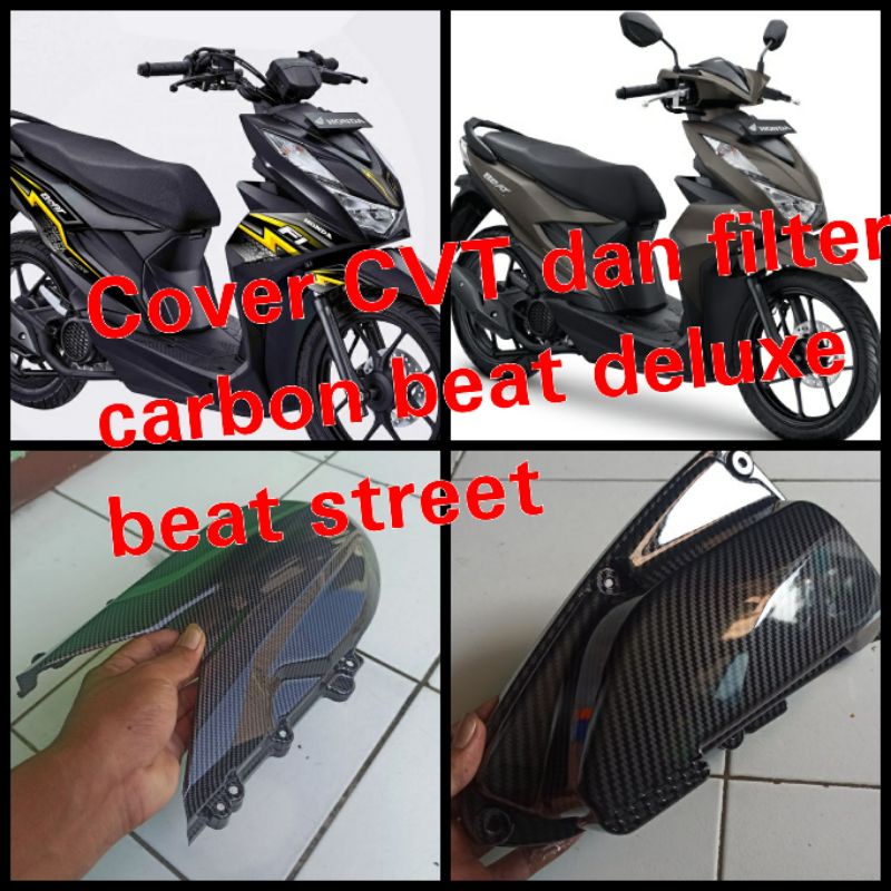 cover CVT dan Cover filter Carbon waterprinting honda BEAT DELUXE BEAT STREET 2020 2021 2022