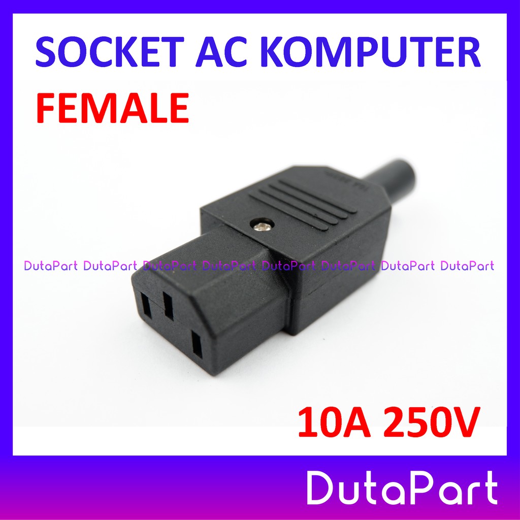 Socket AC FEMALE Komputer PC CPU Colokkan Jack Betina Power 10A 250V