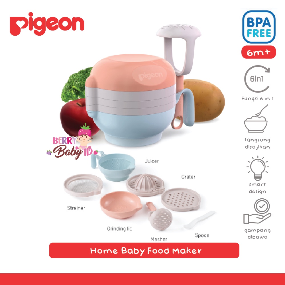 Pigeon Home Baby Food Maker Set Masher Bowl Grinder Pengolah MPASI Berry Mart