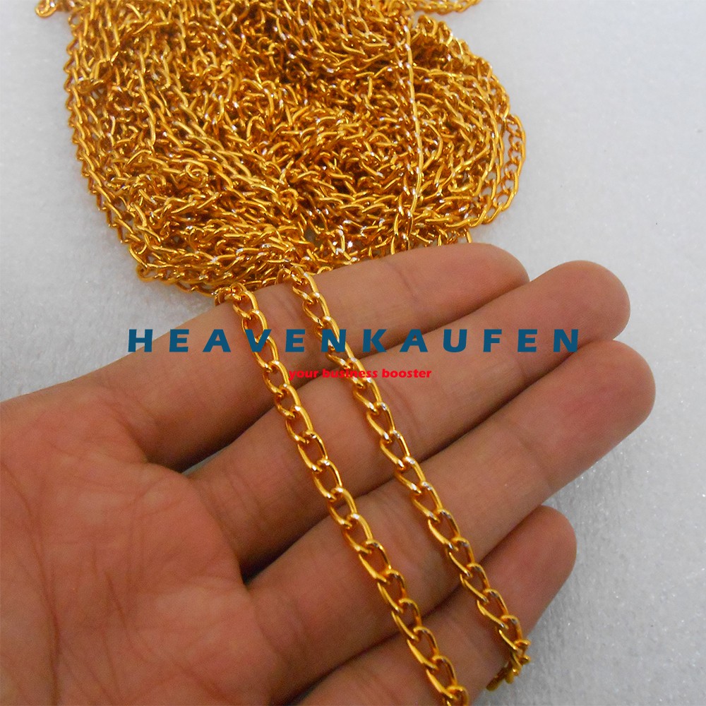 Rantai Kecil Lebar 3 mm Warna Gold Gelap Bintik Untuk Rantai Strap Masker Craft Dll Per Meter