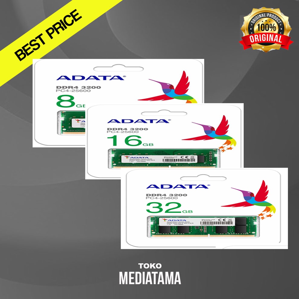 RAM komputer ADATA 8gb DDR4 3200  8GB / 16GB / 32GB  udimm