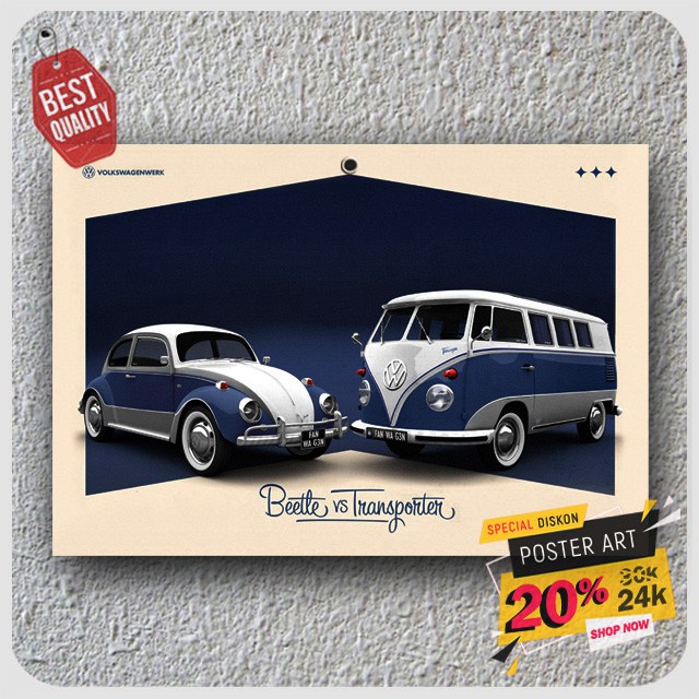 Hiasan dinding dekorasi dinding - pajangan dinding kamar - wall decor - Poster Mobil VW - 203015STA