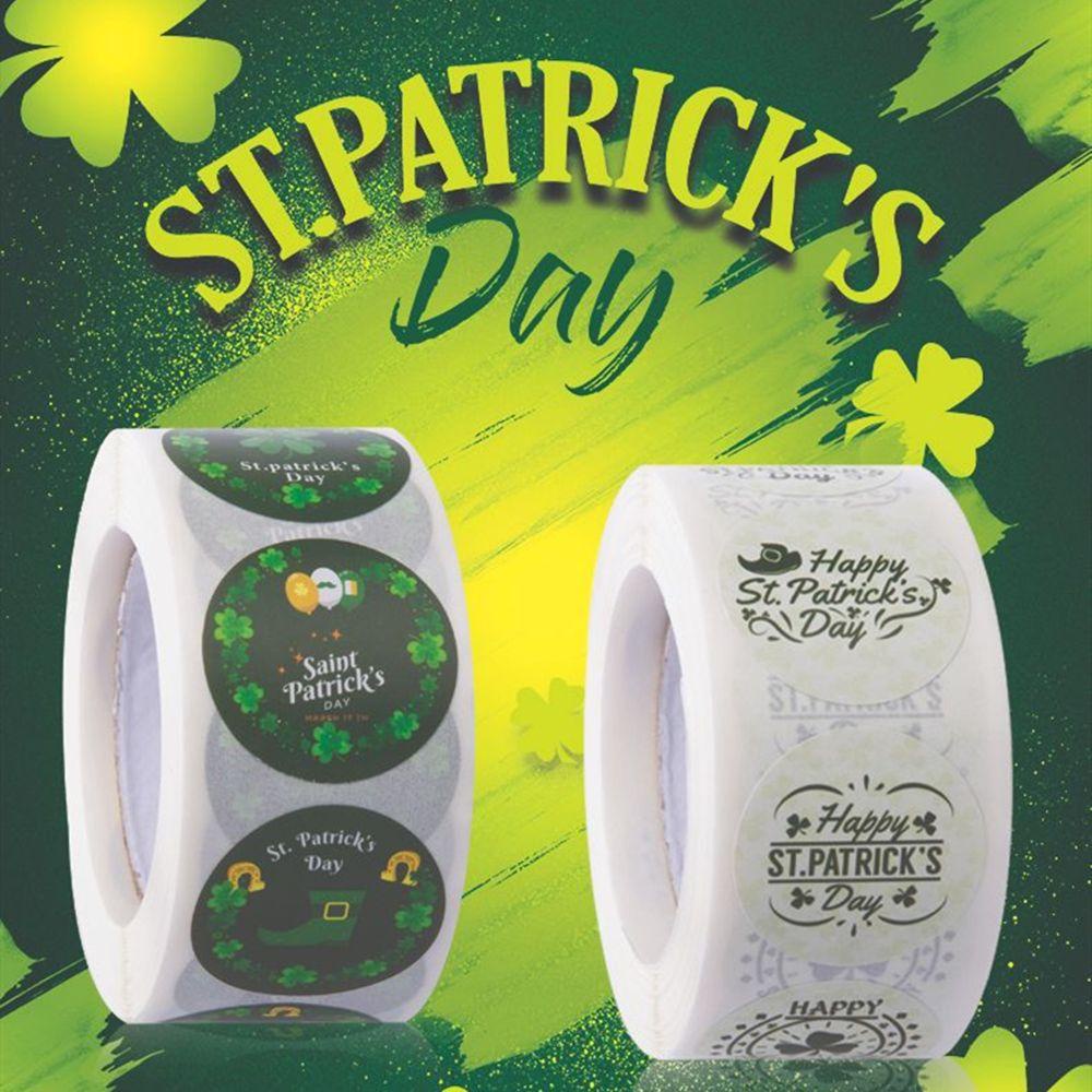 Populer 500pcs/Roll Stiker Festival Irlandia Perekat Diri St Stiker Label Hari Patrick