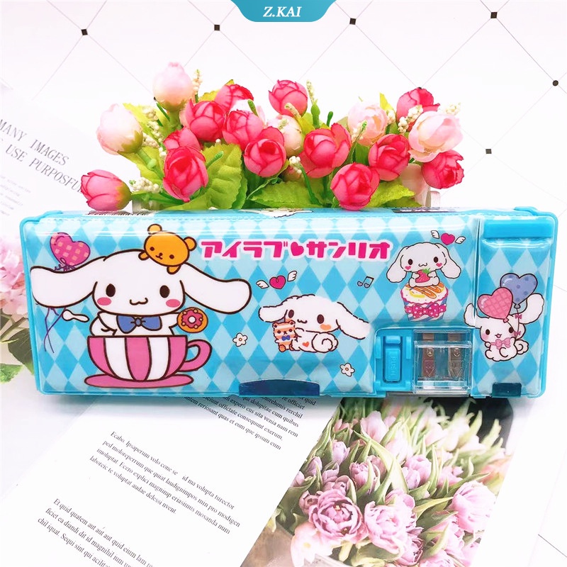 Sanrio Tempat Pensil Dua Lapis Motif Kartun My Melody Kuromi Dengan Rautan