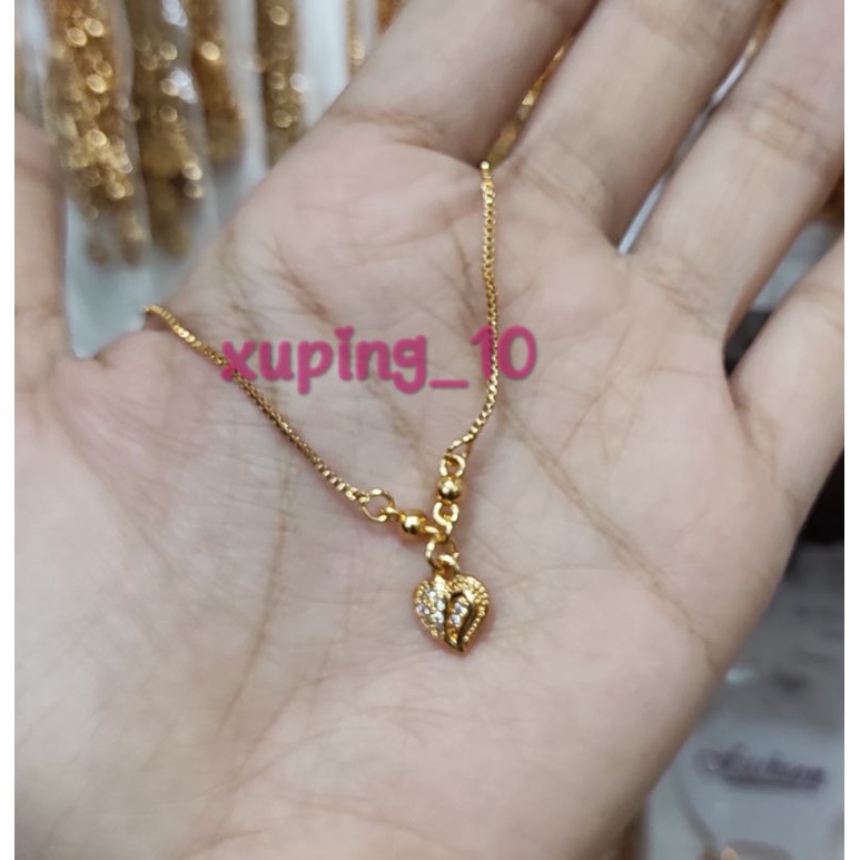 Perhiasan Kalung Anak Xuping Motif Love Berlapis Emas 35 cm