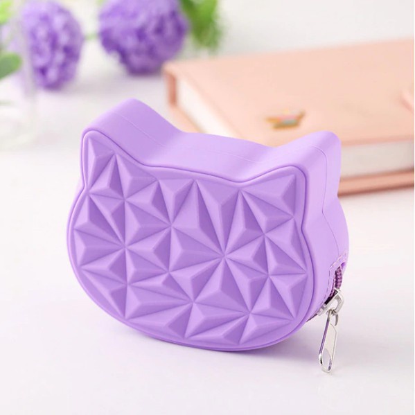 Murmerofficial D032 Dompet Cute Cat Silicone Short Wallet Girls Mini Purse Key Wallet mini Bags