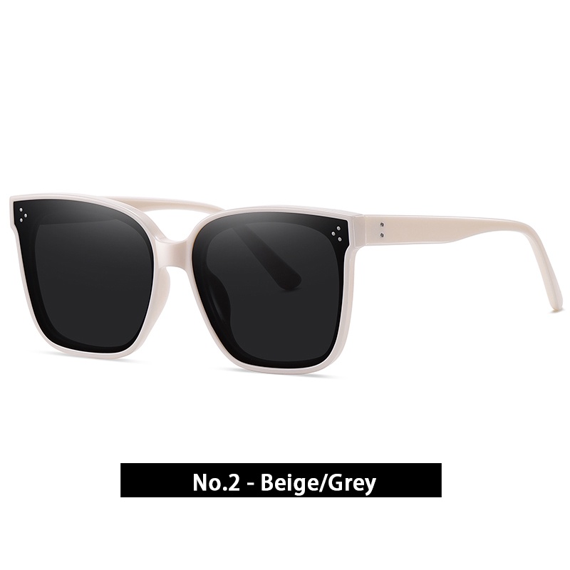 [Bisa Ganti Lensa] Kacamata Hitam Polarized Wanita Pria Cowok Besar Korea Gaya TR90 Frame Kaca Mata Hitam Anti Sinar Matahari UV400 Minus Viendo-No.2-Beige/Grey