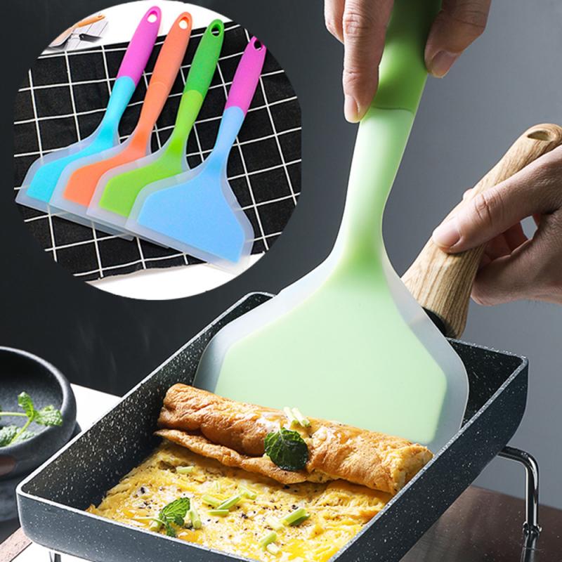 Transhome Silicone  Spatula /  Kitchen Beef Meat Egg Scraper / Wide Pizza Shovel / Non-stick Turners Food Lifters