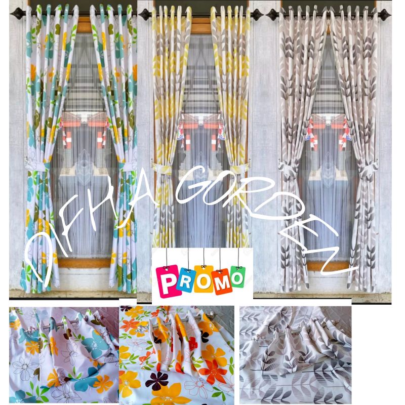 Gorden Jendela Minimalis Panjang 3 meter Hordeng Pintu Ruang tamu Tirai Jendela Kamar motif bunga