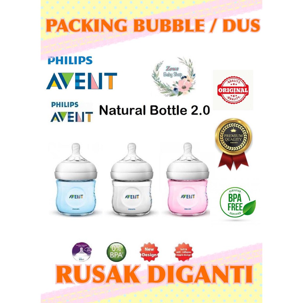 PHILIPS AVENT BOTOL SUSU NATURAL FEEDING BOTTLE 125ML dan 260ml 1PCS ORIGINAL