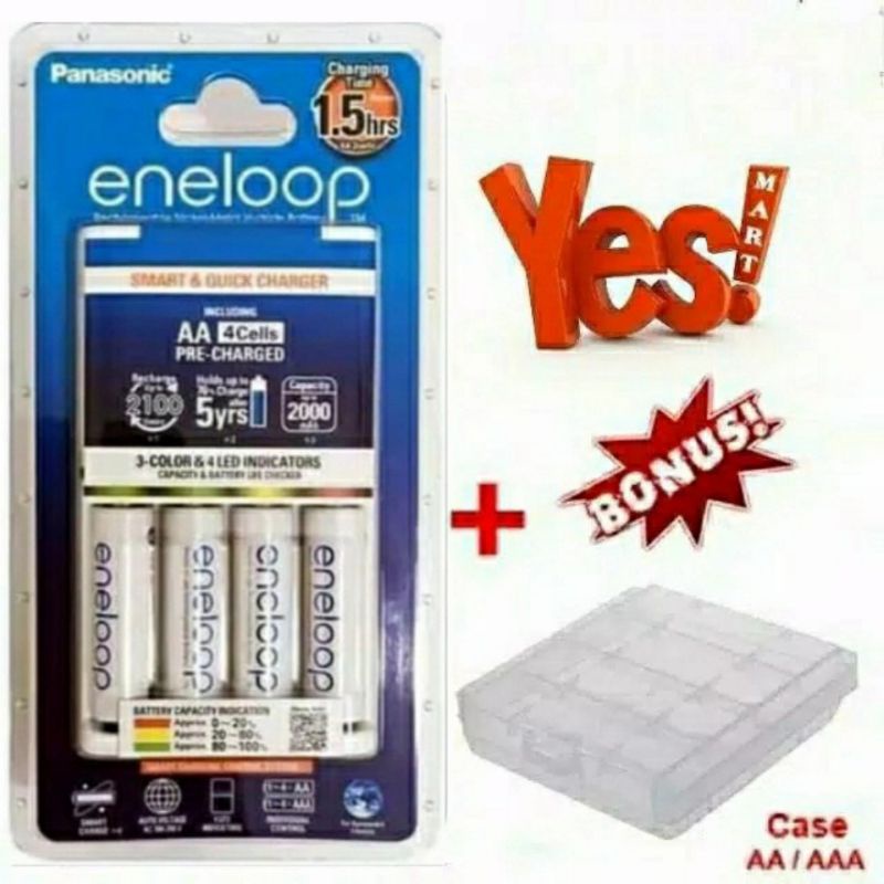 Panasonic Smart & Quick Charger + 4pcs Eneloop Battery AA