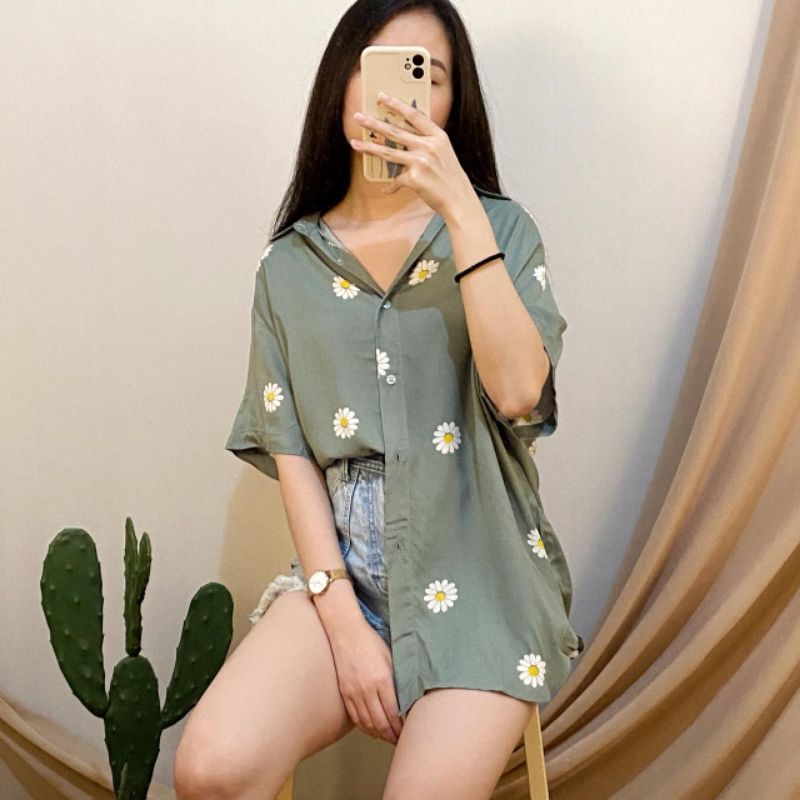 Kemeja Wanita / Kemeja Wanita Motif Bunga / Atasan Wanita Korea