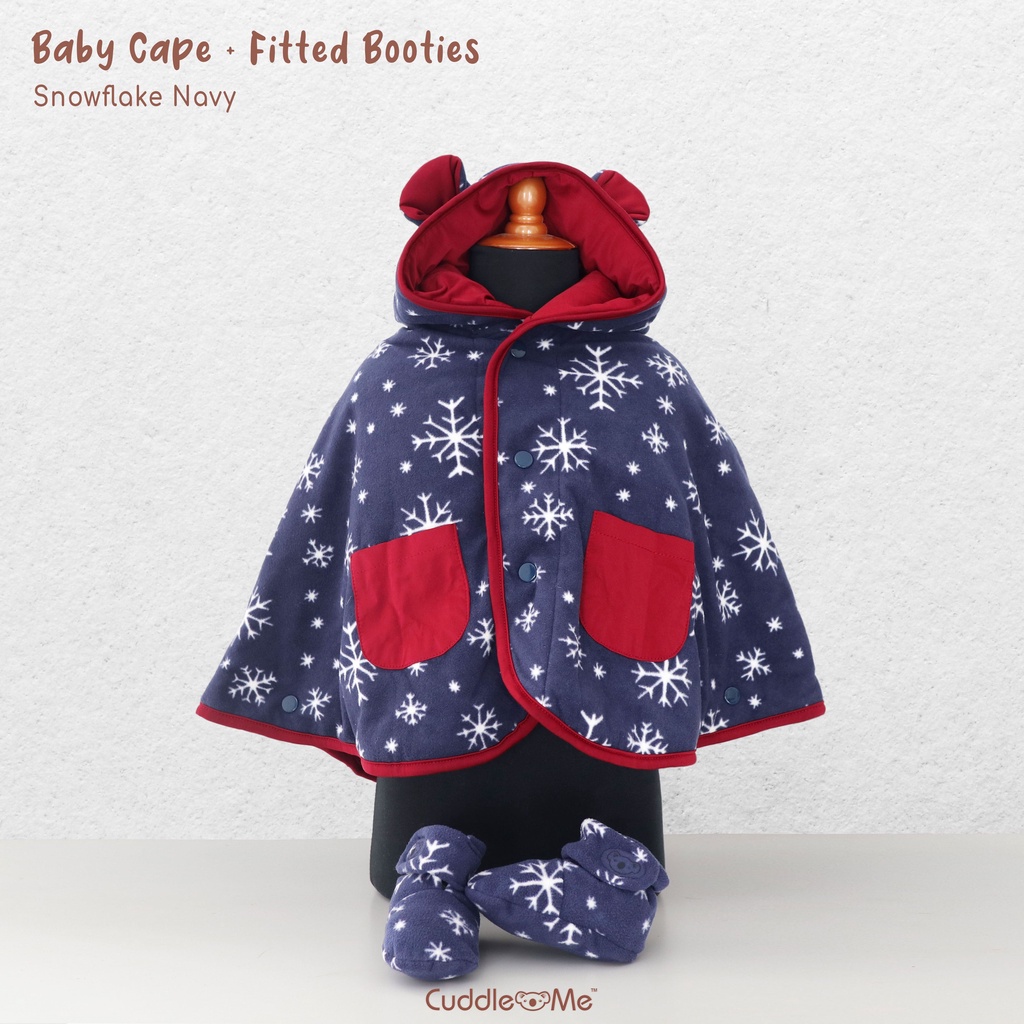 1 SET CUDDLEME Babycape &amp; Fitted Booties Motif Sama Jaket dan Sepatu Bayi Baby Gift Set Kado Kelahiran Bayi