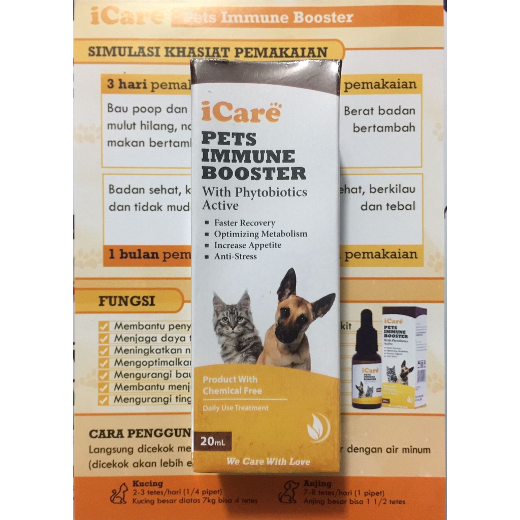 ICARE Pets Immune Booster 20ml Nafsu Mkn Hilangin Bau Poop &amp; Bau Mulut