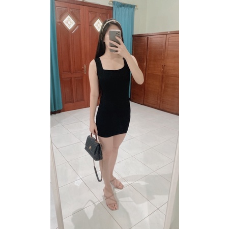 Eli Dress korea mini korea terusan wanita black sexy tank top dress perempuan pesta kondangan murah 