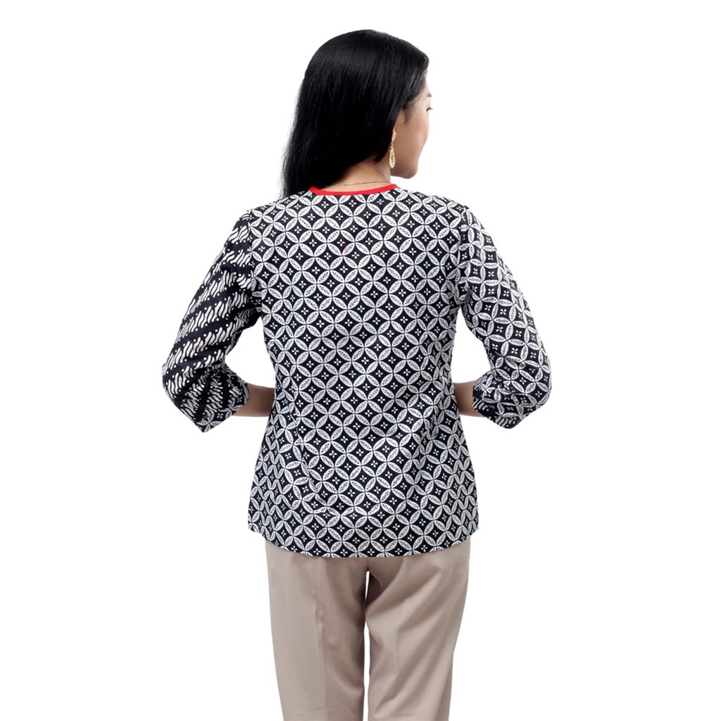 tey-17 Batik wanita ASJ SA HRB026 Kenongo Kemeja Tosca Pendek-3