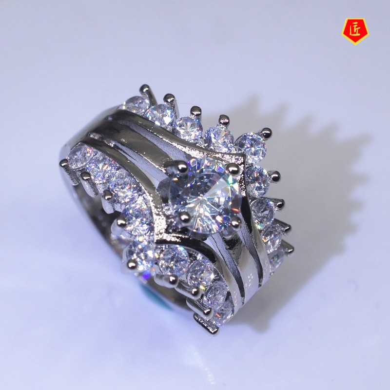 [Ready Stock]Creative Three-Layer Diamond-Studded Ring Fashion Luxury