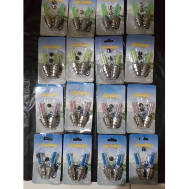 Lampu tutup pentil Sepeda gowes led roadbike bicycle MTB  motif diamont rainbow warna warni baterai