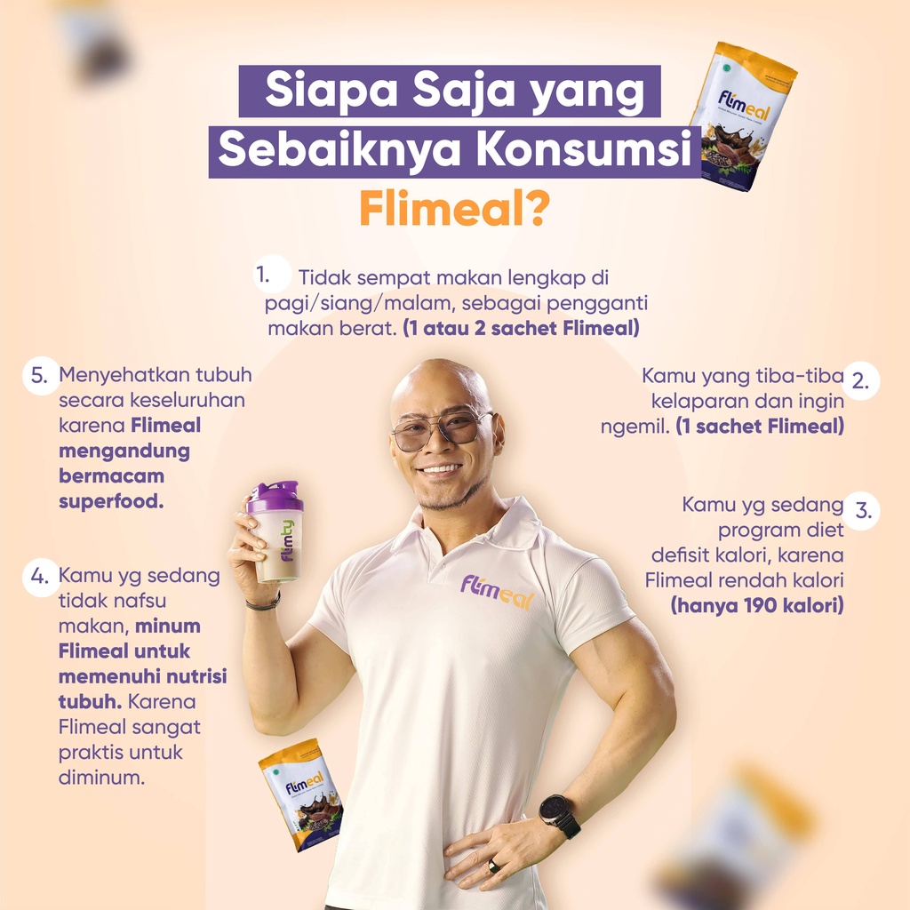 SD - FLIMEAL MEAL REPLACEMENT RASA COKLAT DARI FLIMTY - MINUMAN PENGGANTI MAKAN ISI 12 SACHET