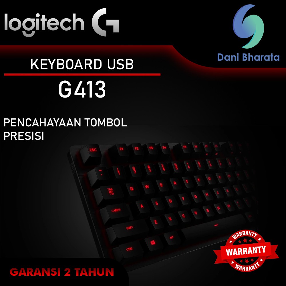 G413 LOGITECH CARBON MECHANICAL BACKLIT GAMING KEYBOARD Garansi G 413