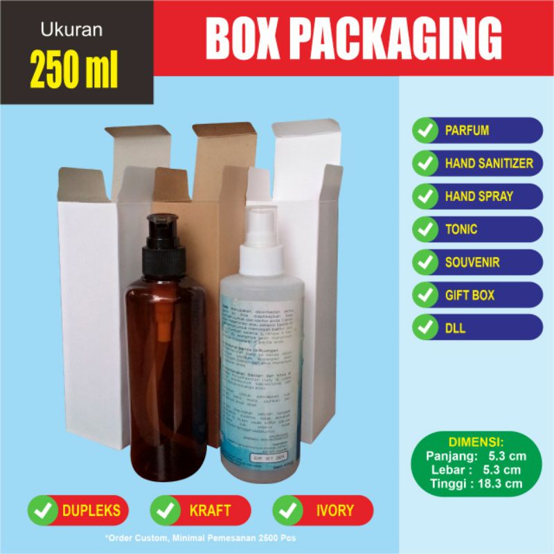 

Dus Box Packaging Botol Spray/Pump Polos 250ml 5.3x5.3x18.3 isi 10pcs