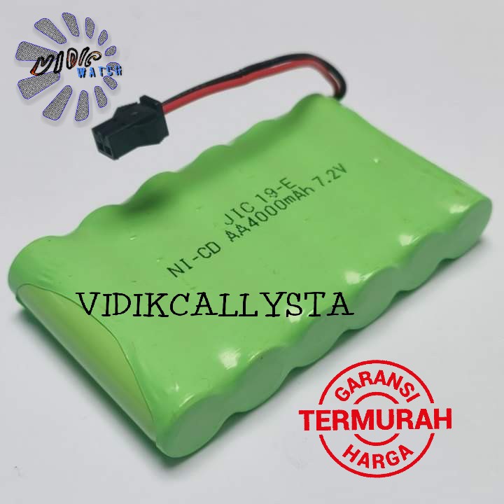 Baterai NiCd RC AA 4000mAh 7.2V Socket Hitam isi 6