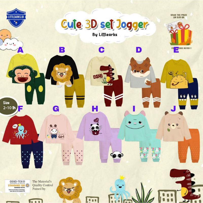 [Ankho_Shop] Little Ark CUTE 3D SET JOGGER setelan joger Anak Cowok dan Cewek