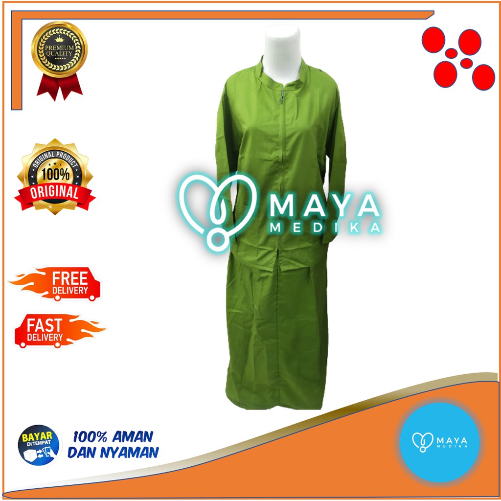 Baju OK Hijau Army Lengan Panjang Rok + Rest