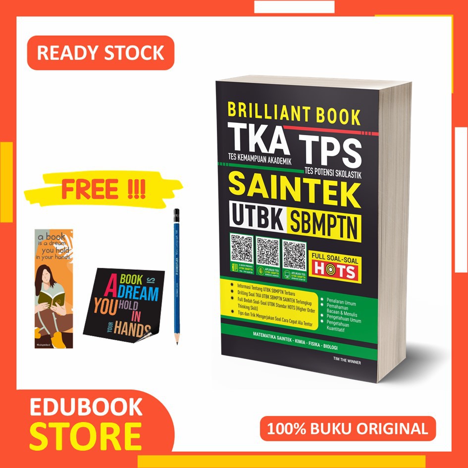 

BUKU SAINTEK UTBK SBMPTN TKA TPS 2020 - BRILIANT BOOK (BONUS PENSIL 2B, BOOKMARK & STICKER)