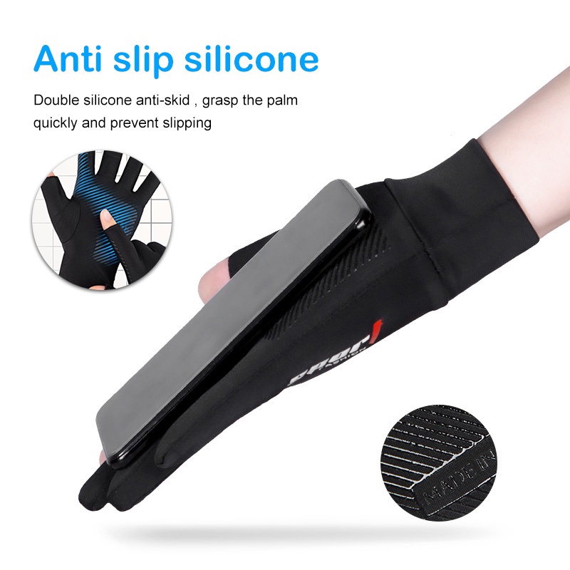 (COD) PL Sarung Tangan Motor Sepeda Pria Wanita Ice Silk Gloves Anti Slip Es Sutra Nyaman dan Bernapas Cewek Anti Air Touch Screen Setengah Jari Half Finger