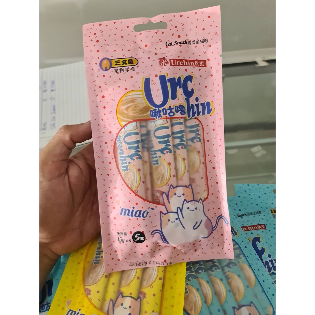 Snack Makanan Kucing Urchin Creamy satu pak isi  5 x 15 gram bukan yang isi 4