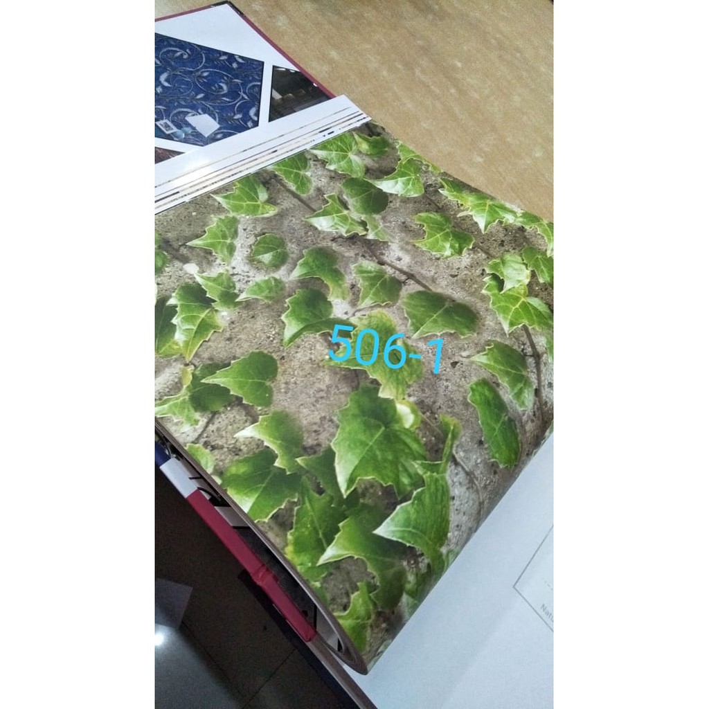 WALLPAPER DINDING MOTIF DAUN 3D MURAH CAFE