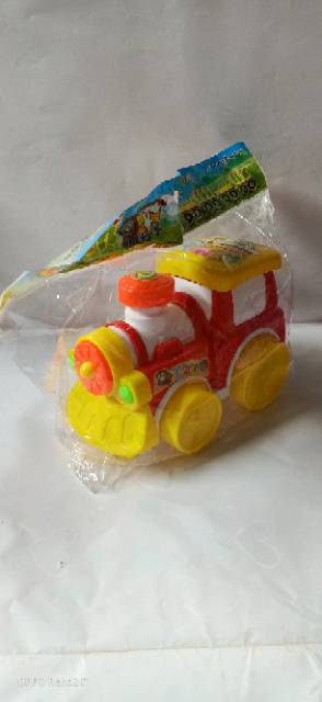 LT 68 cartoon train tarik LED / mainan kereta api tarik ada lampunya