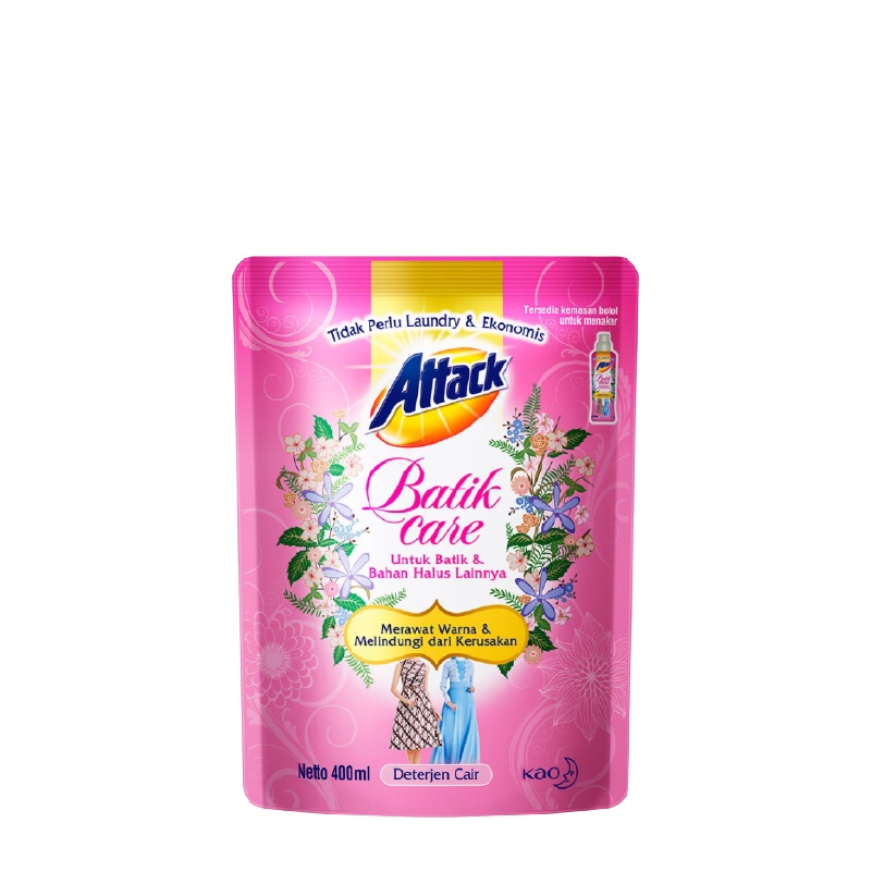 Premium (Mount) Attack Deterjen Cair Batik Care Pouch 400ml - Sabun Cuci Baju / Detergen Pembersih