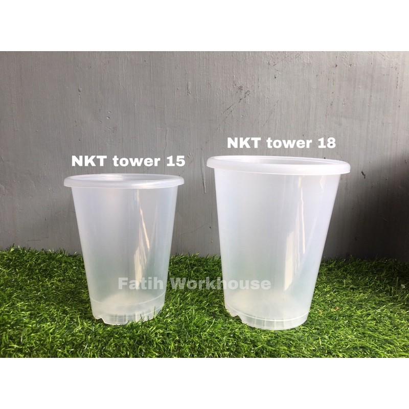 Pot NKT tower 15 - pot NKT tower 18 - pot transparant - pot bunga