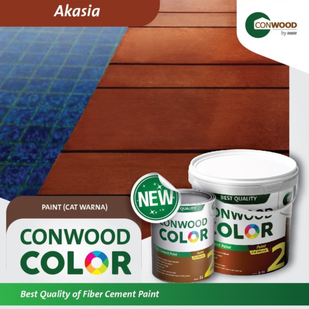 Conwood Color Warna Kayu Glossy 2.5 Liter - Cat Lisplang Fiber Cement Silikat GRC Plavon Partisi Walnut Palisander Akasia Galon