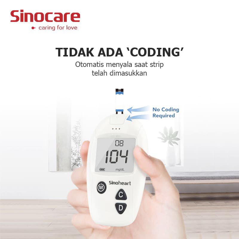 Alat Cek Gula Darah Safe Accu Sinocare Paket Lengkap ( 25 Strip + 25 Lancets )