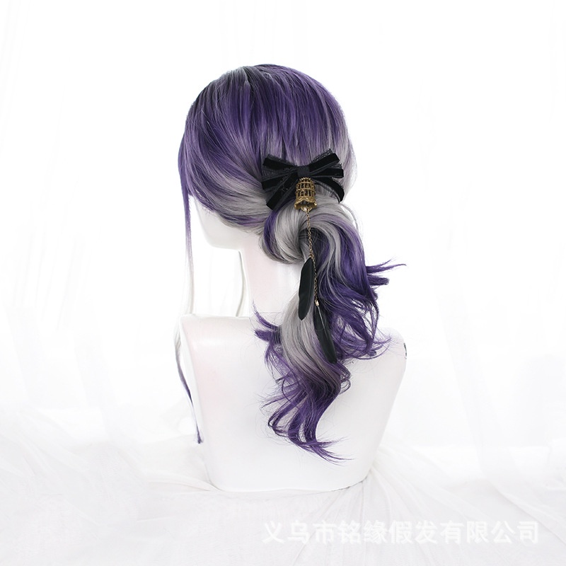 LOL-28 wig daily lolita rambut palsu jepang korea kpop idol gradasi silver ungu