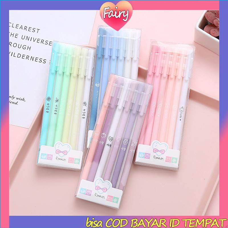 

COD✨ Pulpen Morandi Set 6pcs Sekolah Kantor Pasokan Alat Tulis F