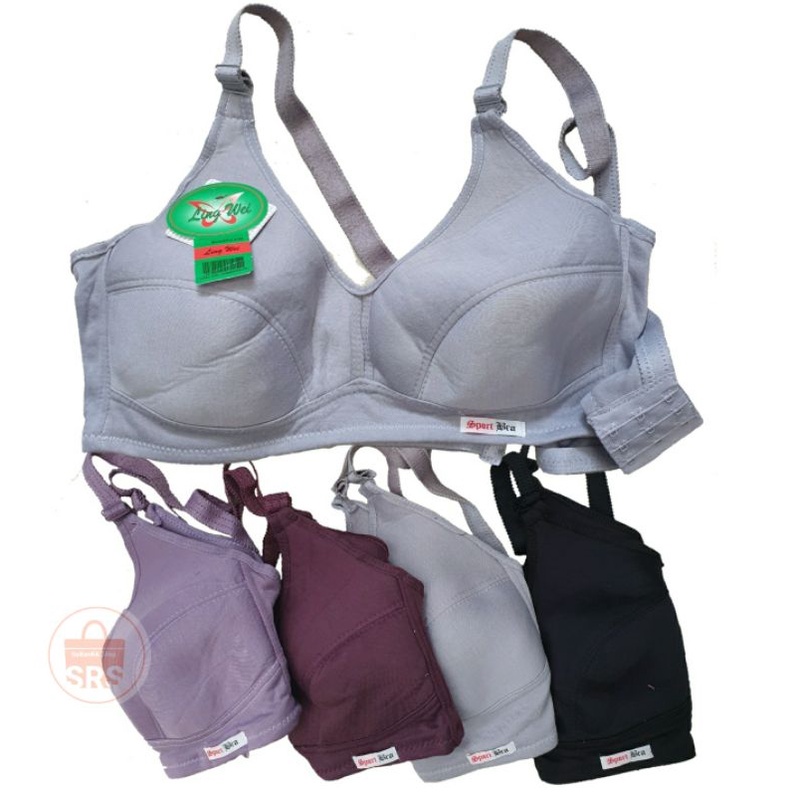 Bra Ling Wei Sports Bra Jumbo Big Size 46, 44, 42, 40, 38, 36 BH Tanpa Kawat) BH Wanita Sport Bra