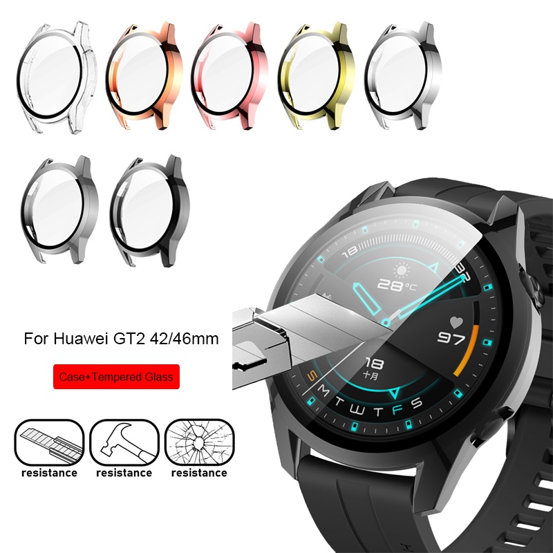 Bumper Case Tempered Glass Ultra Tipis Pelindung Layar Smartwatch Huawei GT 2 GT2 42mm 46mm